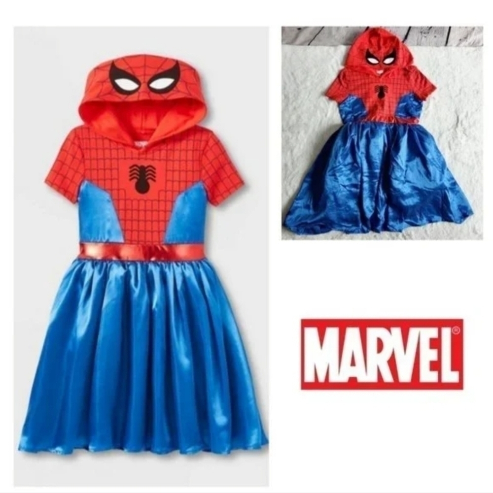 Marvel Spider-Man Princess Dress with Spider Eyes on Hood Costume Size XL Girls